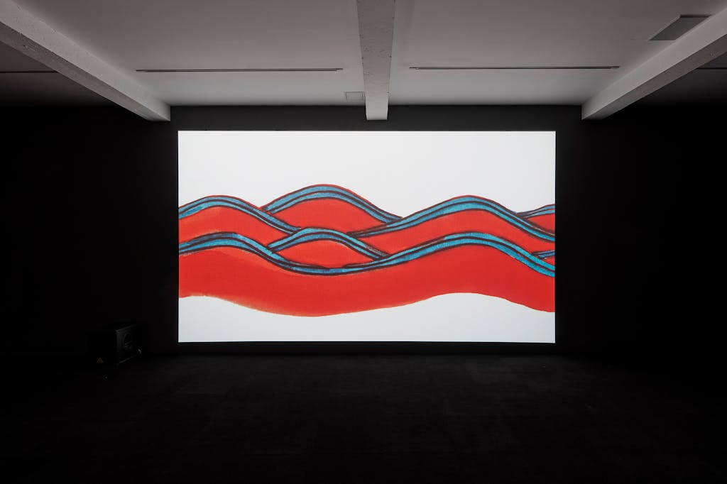 Christine Rebet's film Breath In Breath Out viewed here installed at Parasol Unit for London. - © Paris Internationale