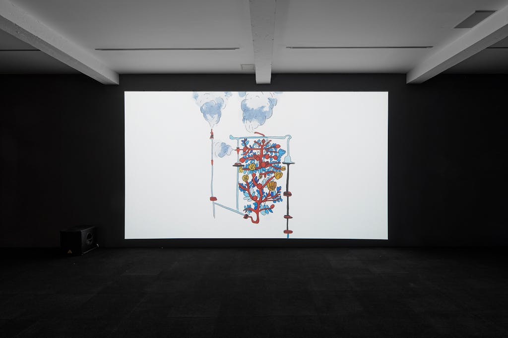 Christine Rebet's film Breath In Breath Out viewed here installed at Parasol Unit for London. - © Paris Internationale