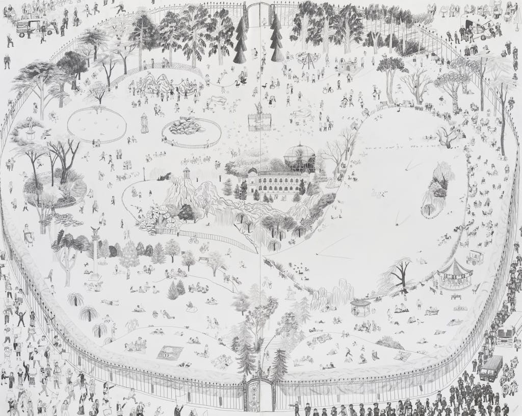 *French Park: You and I Living in the Same Planet* | 2020 | pencil on paper | 240 x 360 cm - © &copy; The Artist and Capsule Shanghai, Paris Internationale