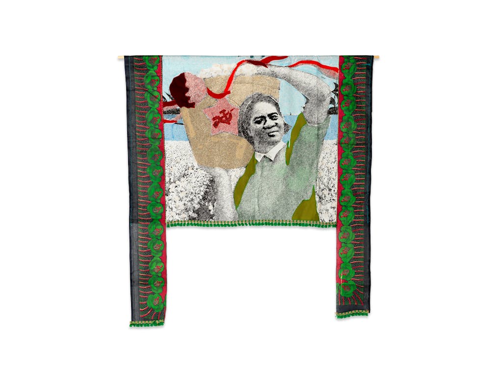 Patricia Kaersenhout
Food for Thought - Elma Francois, 2018
Collage of textiles, photographic print on cotton, beads, African fabric, felt
120 x 110 cm, unique (pi 3.) (detail) - © the artist and Wilfried Lentz Rotterdam, Paris Internationale