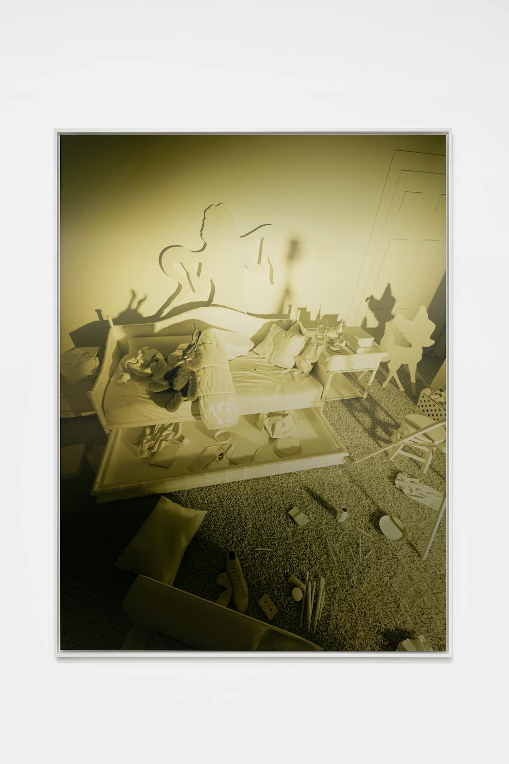 Erin Calla Watson
Goodnight Room, 2022
Dye sublimation print on aluminum mounted on Dibond, framed
57 1/2 x 43 in. (146.05 x 109.22 cm)
59 x 45 1/2 x 2 in. (149.86 x 115.57 x 5.08 cm) (framed dims)
Unique - © (c) Erin Calla Watson, Paris Internationale