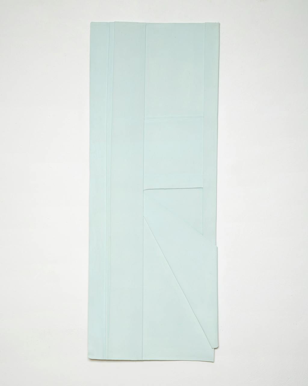 Untitled (#blue door), 2020, oil, gesso and thread on canvas, 130 x 48.5 cm - © Paris Internationale