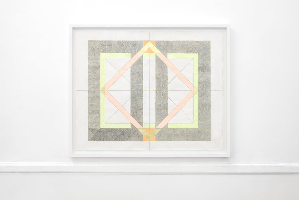Delia Gonzalez, Pentimento, 2022, Graphite on paper, acrylic paint, watercolor pencil, gold leaf , 130 x 106 cm - © Paris Internationale