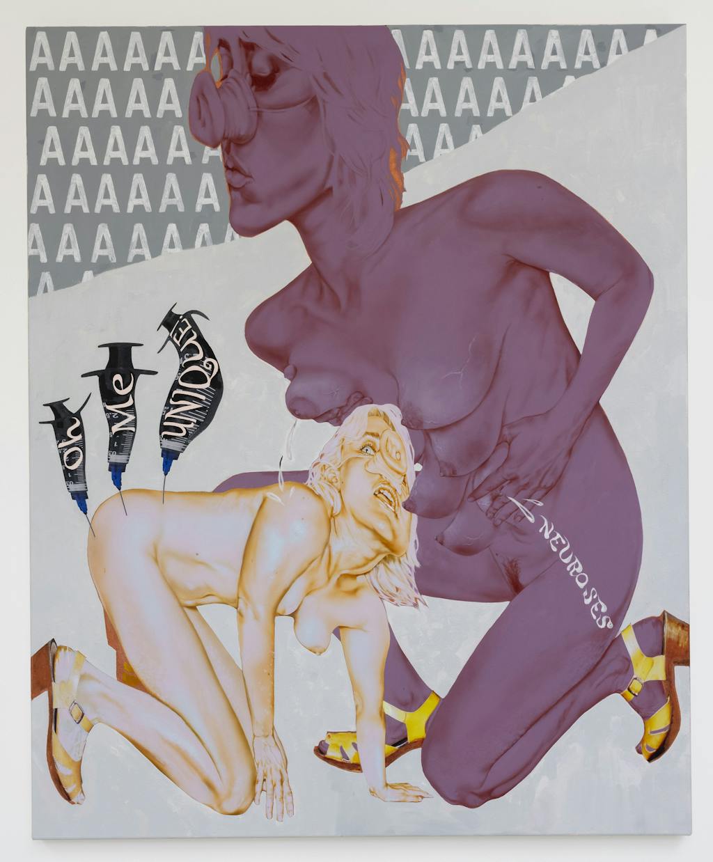 Zoe Barcza, *A Satire*, 2021
Acrylic, vinyl paint, and collage on canvas. 160 x 130 cm - © Paris Internationale