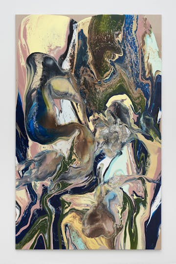 Tyra Tingleff, *I was late to the broken…*, 2023, Oil on raw linen, 210 × 130 × 2 cm - © The Artist and ChertL&uuml;dde, Berlin, Paris Internationale