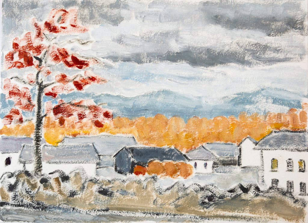 Leaves Turning Red (Dufftown, Scotland) , LI Shan, 2022. Oil on paper, 21.5 × 29.5 cm - © Courtesy of LI Shan and Don Gallery, Paris Internationale